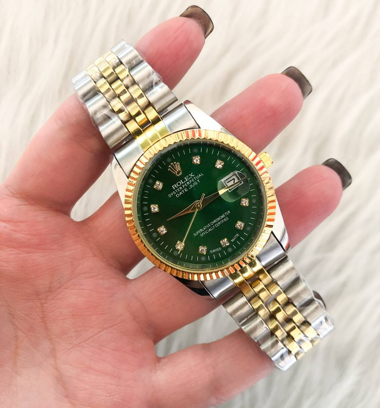 ساعت رولکس ست صفحه سبز زنانه و مردانه rolex گارانتی