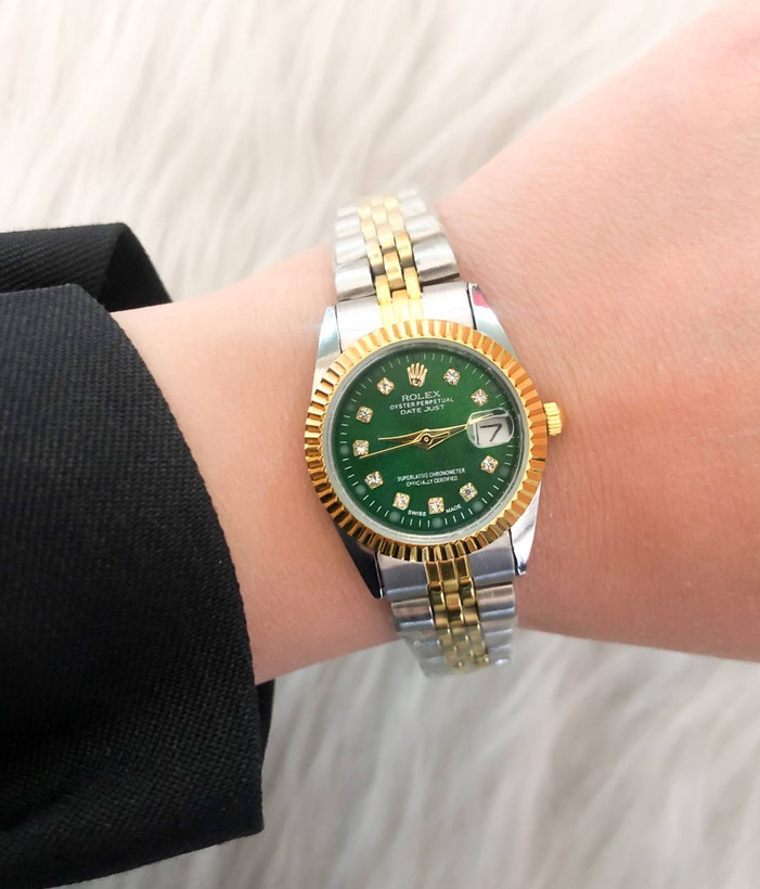 ساعت رولکس ست صفحه سبز زنانه و مردانه rolex گارانتی