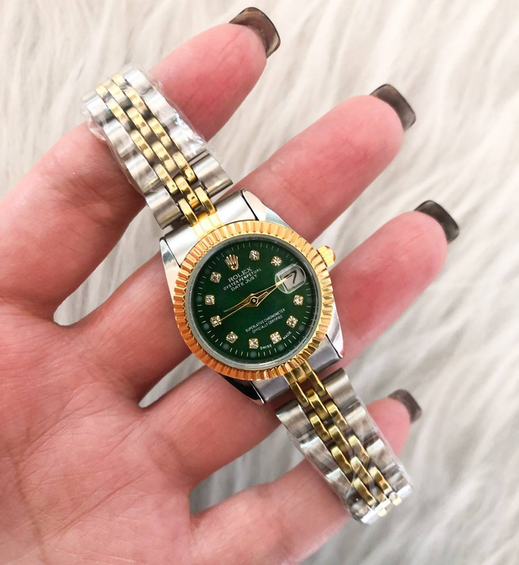 ساعت رولکس ست صفحه سبز زنانه و مردانه rolex گارانتی