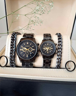 ست ساعت کاسیو ضد آب casio زنانه و مردانه مشکی گارانتی