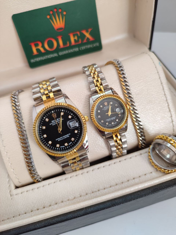 ساعت ست رولکس Rolex ست کامل ساعت فقط دستبند حلقه ساده رنگ ثابت خاص زنانه و مردانه قسطی