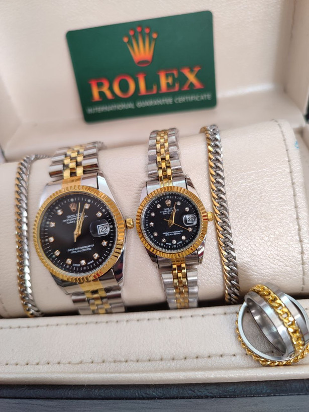ساعت ست رولکس Rolex ست کامل ساعت فقط دستبند حلقه ساده رنگ ثابت خاص زنانه و مردانه قسطی