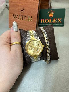 پک ساعت رولکس مردانه خاص و جذاب Rolex دستبند و حلقه استیل