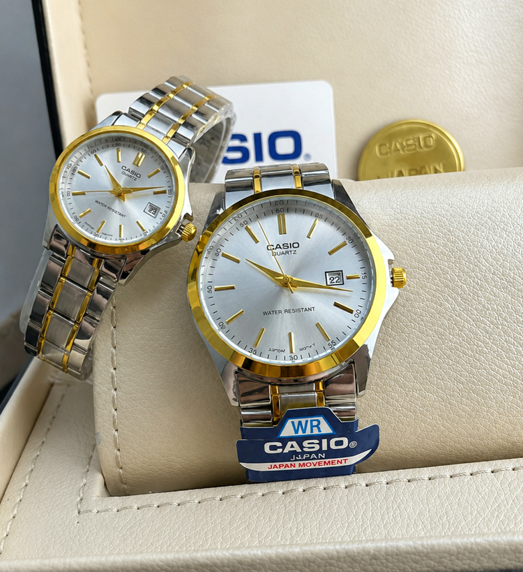 ست ساعت خوشگل قسطی کاسیو با کیفیت عالی ۲ رنگ زنانه و مردانه حک کاسیو casio ضد اب