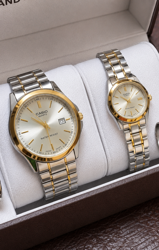 ست ساعت خوشگل قسطی کاسیو با کیفیت عالی ۲ رنگ زنانه و مردانه حک کاسیو casio ضد اب